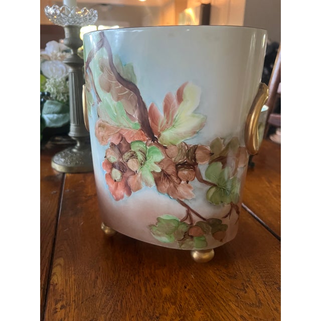 Limoges, France French Antique Limoges Porcelain Vase With Faux Silk Everlasting Arrangement For Sale - Image 4 of 6