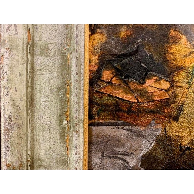 Metal Andrea Stella "Among the Etruscan Ruins" Large Gold Leaf Oil Mixed Media Painting, Figurative, Italian Contemporary Art, 2010 For Sale - Image 7 of 11