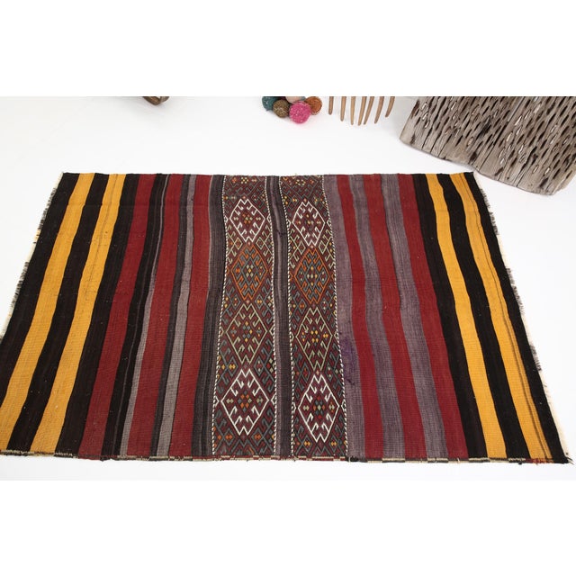 Wool & Cotton Kilim Rug For Sale - Image 4 of 15