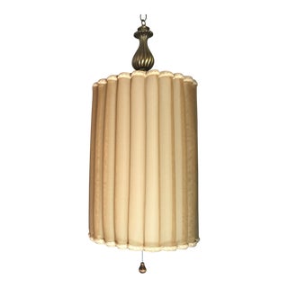 Vintage Mid Century Hanging Drum Lamp & Shade For Sale