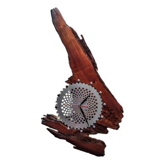 Lightning – One-of-a-Kind Handcrafted Natural Wood Wall Clock Sculpture For Sale