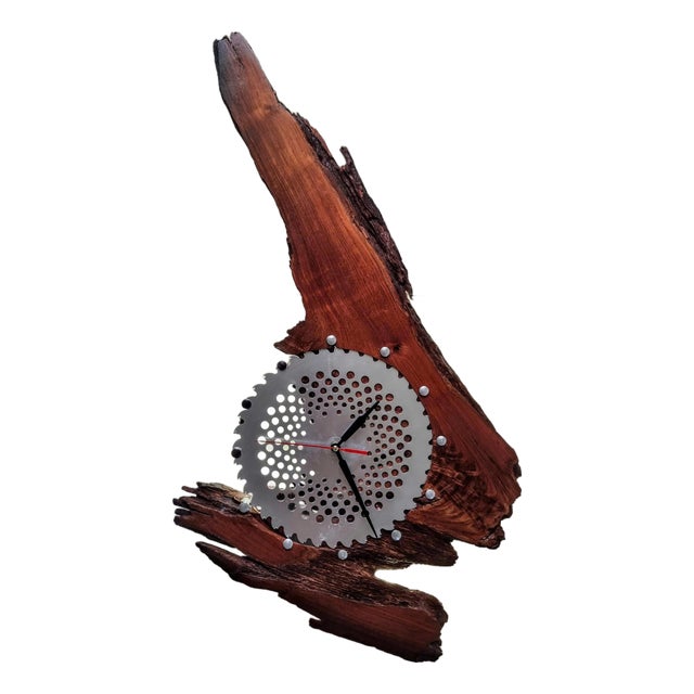 Lightning – One-of-a-Kind Handcrafted Natural Wood Wall Clock Sculpture For Sale