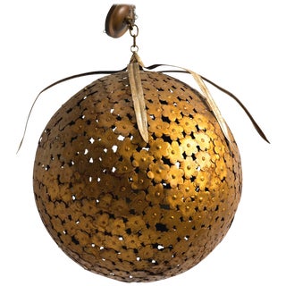 Large Iron Floral Orb Chandelier For Sale