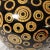 Vintage Mid-Century Modern Wood Lamp With Black Base Color and Embellished With Light Tan Circles With a Touch of Red Grain Lines For Sale - Image 6 of 12