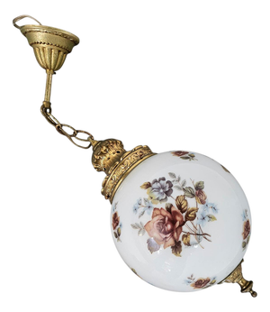 Louis XV Hall Lamps in Glass and Brass, Belgium, 1970s, Set of 2