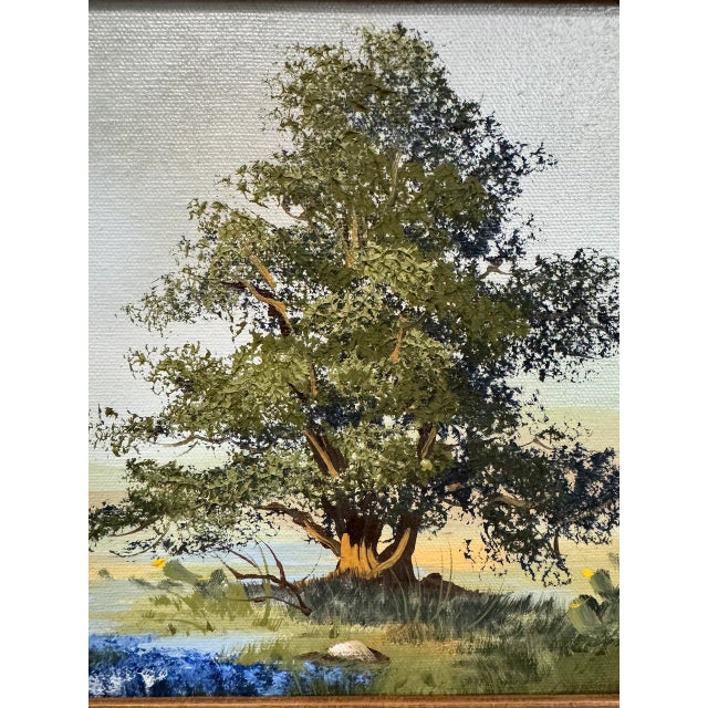 Vintage "Texas Bluebonnet Landscape" Oil Painting - Signed For Sale - Image 6 of 9