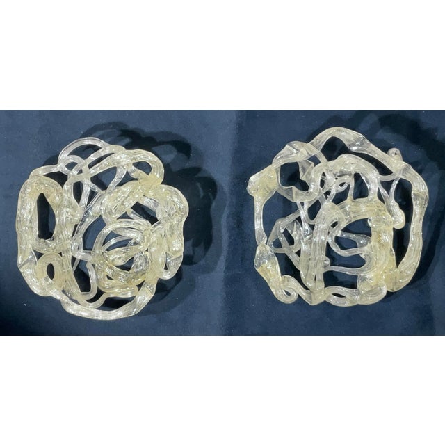 Pair of Vintage Murano Art Glass "Spaghetti" Decorative Discs, Wall Hanging For Sale - Image 10 of 12