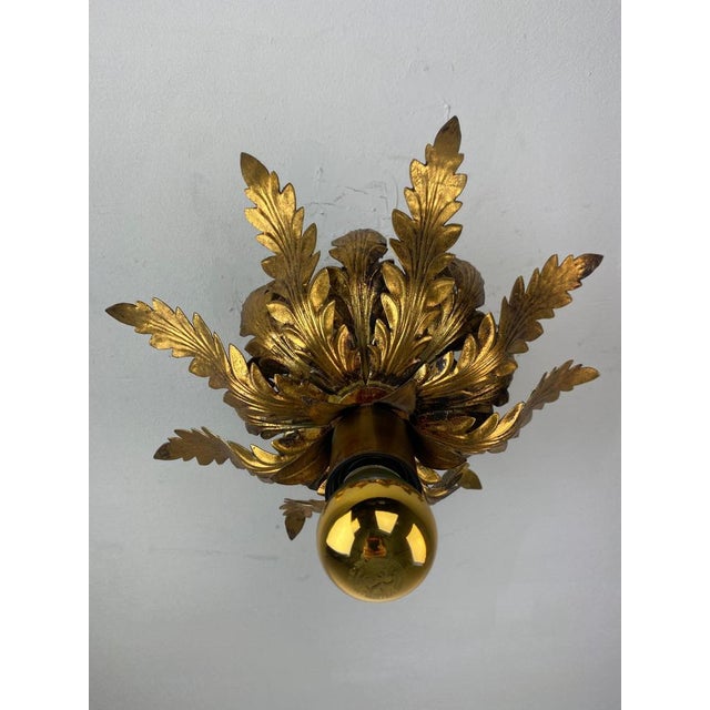 1960s Small Mid-Century Modern Italian Gilt Metal Flush Mount by Biasca, 1960 For Sale - Image 5 of 13