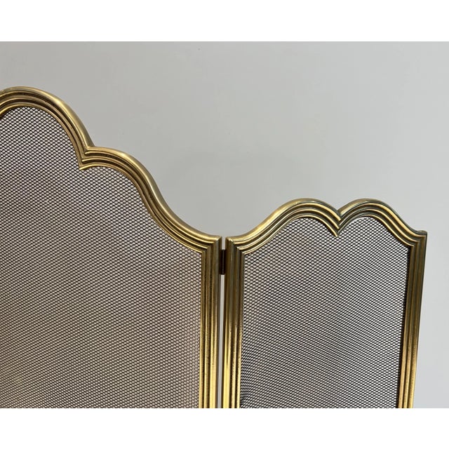 Neoclassical Neoclassical Style Brass and Grilling Fireplace Screen For Sale - Image 3 of 13