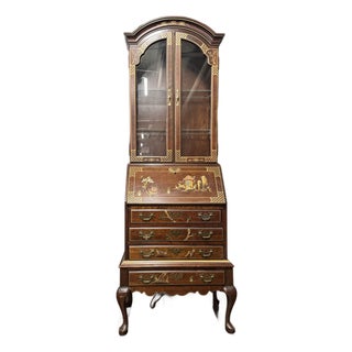 Late 20th Century Chinoiserie Secretary Desk With Glazed Cabinet by Jasper Cabinet For Sale