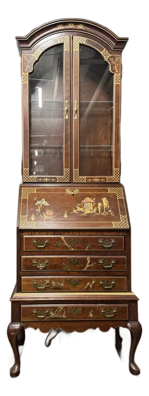 Late 20th Century Chinoiserie Secretary Desk With Glazed Cabinet by Jasper Cabinet
