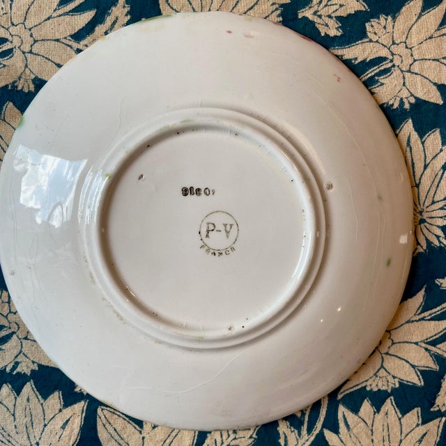 Blue French Majolica Dahlia Plate, 19th Century For Sale - Image 8 of 9