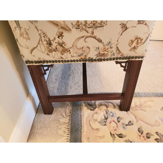 Custom Made Cox Manufacturing Asian-Inspired Settee For Sale - Image 11 of 13