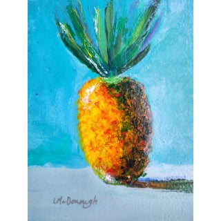 "Pineapple" Contemporary Original Expressionist Still Life Acrylic Painting by Linda McDonough For Sale