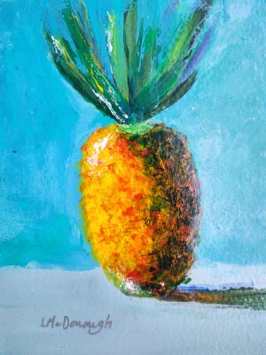"Pineapple" Contemporary Original Expressionist Still Life Acrylic Painting by Linda McDonough