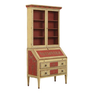 Vintage Italian Neoclassical Paint Decorated Secretary Desk For Sale