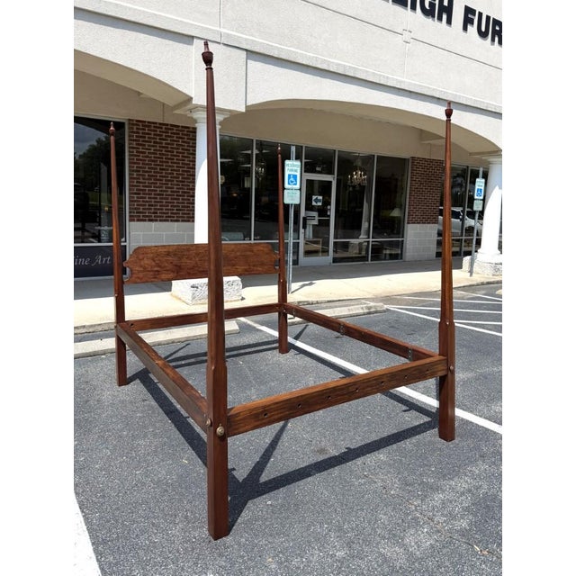 American Late 20th Century Custom-Made Solid Mahogany Queen Size Four Post Bed Frame For Sale - Image 3 of 13