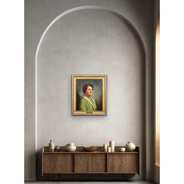 Howard Barron, Katherine Merry Nee Horstmann, Director of Horstmann Gear Company, 1946, Oil on Canvas For Sale - Image 11 of 18