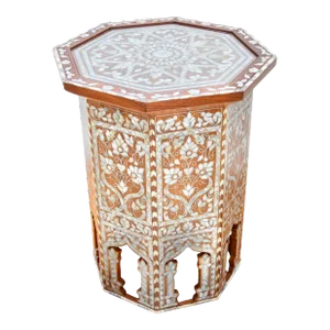 Late 20th Century Vintage Handcrafted Andalusian Moorish-Marquetry Mother-Of-Pearl Table