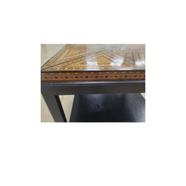Traditional Levantine Geometric Marquetry Side Table Top on Later Ebonized Stand For Sale - Image 3 of 11