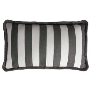Striped Outdoor Happy Cushion Cover with Fringes from Lo Decor For Sale
