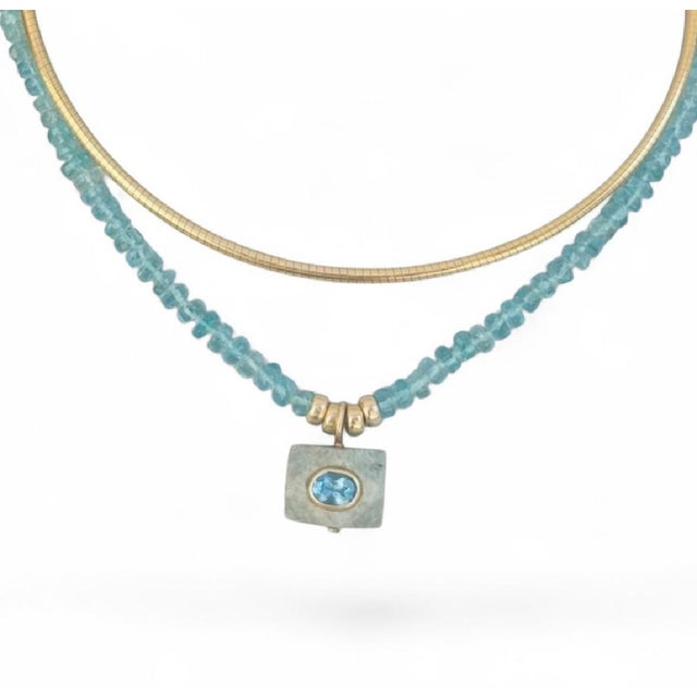 Apatite Pendant Necklace With 14k Gold For Sale - Image 11 of 12
