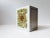 - A cubist faience vase with shimmering glaze in ochre and beige - Tactile surface - Marked with the Aluminia hallmark...