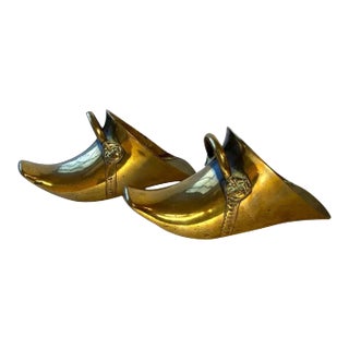 Pair of South American Spanish Colonial Patinated Brass Horse Stirrups For Sale