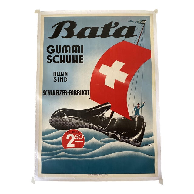 Vintage Bata Shoe Organization Poster, 1939 For Sale