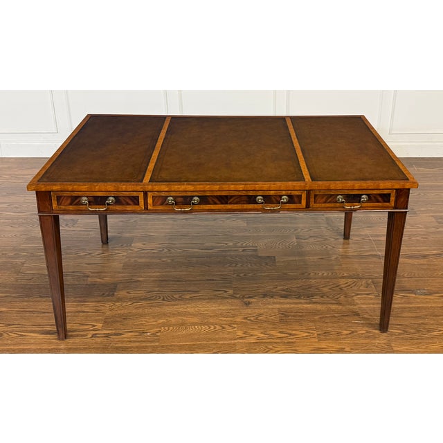 Hepplewhite Hepplewhite Mahogany Writing Desk by Leighton Hall - Showroom Sample For Sale - Image 3 of 18