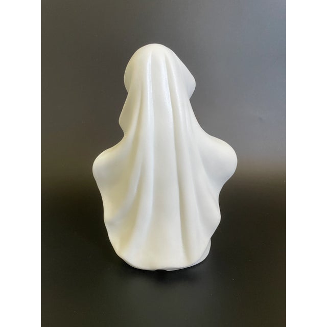 Vintage Gold Gild Bisque Porcelain Madonna Virgin Mary Holding Rose Bust Figurine For Sale - Image 4 of 13