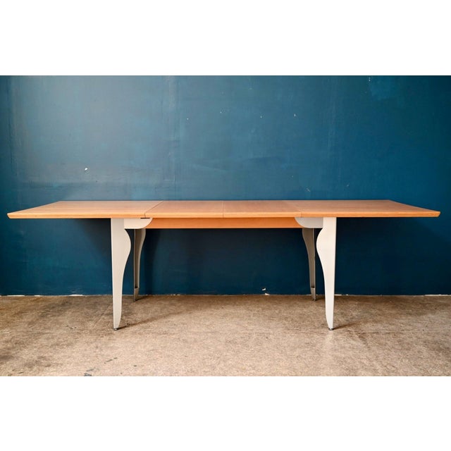 Extendable Table with Bent Steel and Light Wood Legs, 1990s For Sale - Image 14 of 18