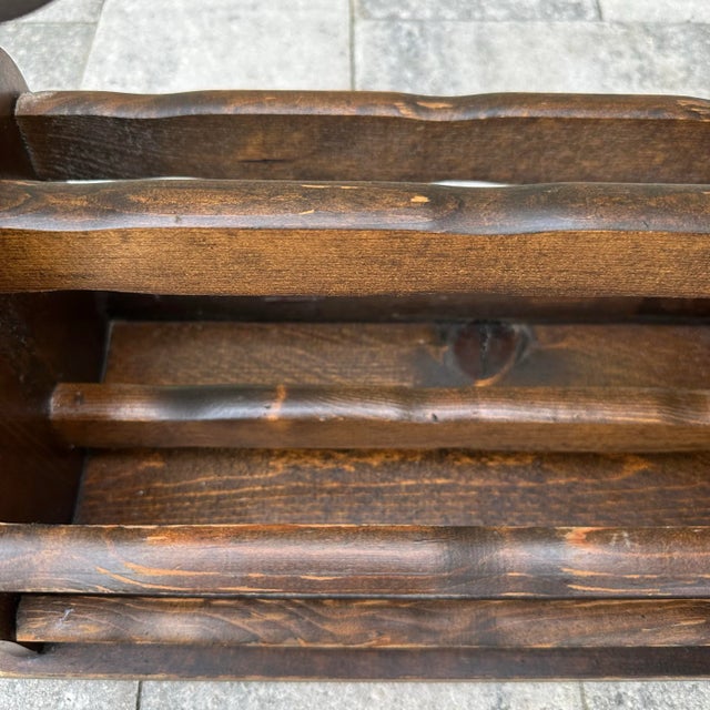 Vintage 1970s Rustic/Primitive Pine Wood Magazine Rack/Vinyl Record Holder For Sale In Orlando - Image 6 of 9