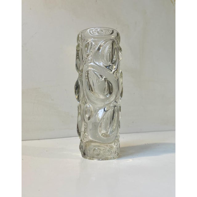 Mid-century modern sculptural Czech glass vase designed by Frantisek Peceny, Rosice works for Sklo Union, 1972. A rather...