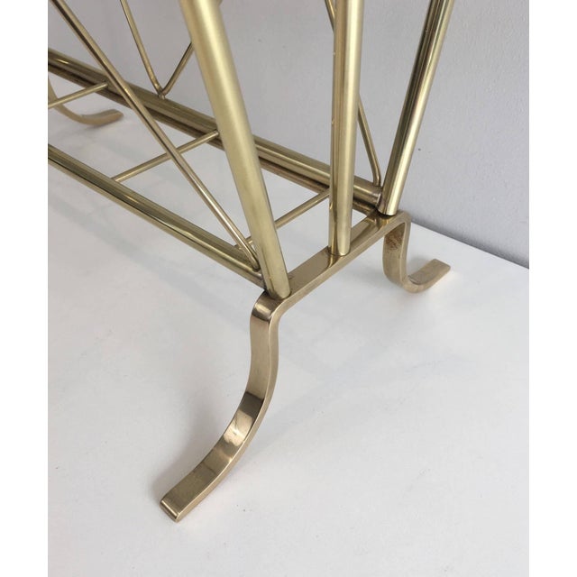 Brass 1940s Neoclassical brass and glass magazine rack, Maison Jansen For Sale - Image 8 of 12