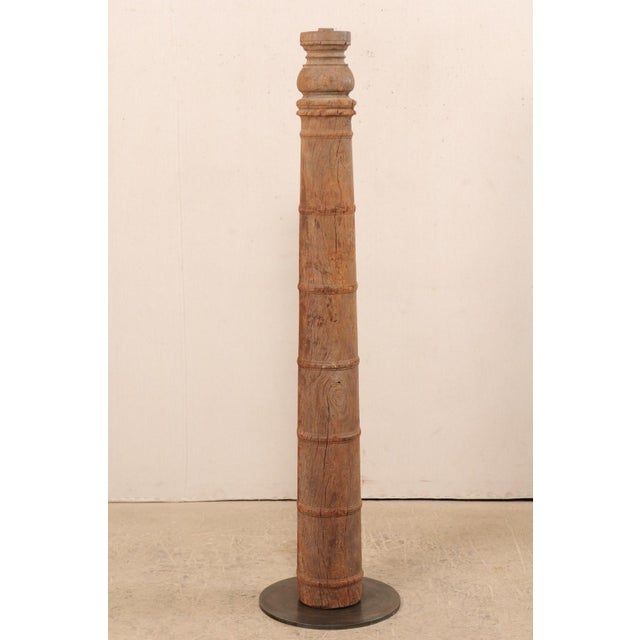 19th Century British Colonial Carved Wood Column on Stand For Sale - Image 11 of 11