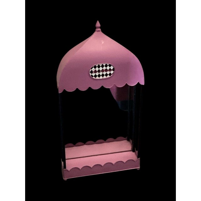 The School of Paris Vintage Pink-Parisian Whimsy Shelf-Mirror | French Cafe Style With Scalloped Base For Sale - Image 3 of 4