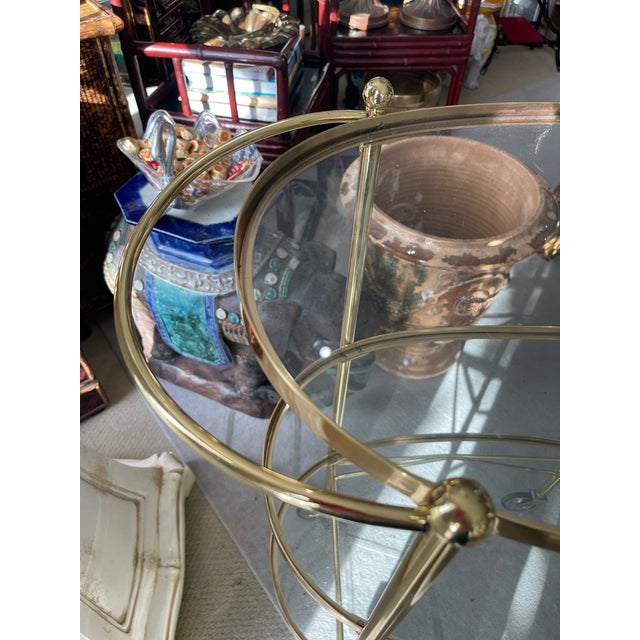 Century Italian Brass 3 Tier Bar Cart, With Glass Shelves, 1970s For Sale - Image 15 of 16