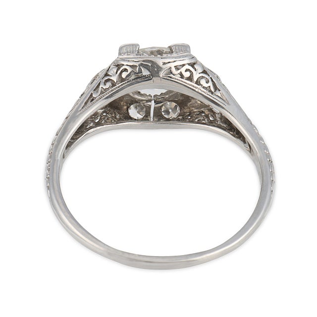 1930s Art Deco Diamond Platinum Engagement Ring, Size 6 For Sale In Los Angeles - Image 6 of 6