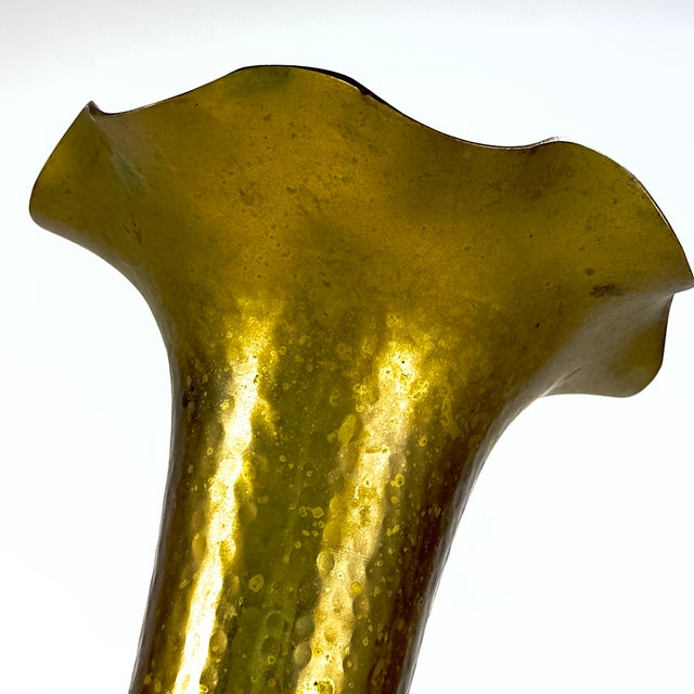 Gargantuan 30" Tall Vintage Hammered Brass Baluster Floor Vase For Sale - Image 10 of 14