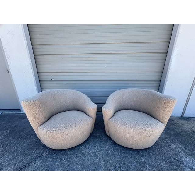 Pair Of Vladimir Kagan For Weiman Nautilus Swivel Chairs. This handsome pair of Kagan swivel lounge chairs, club chairs or...