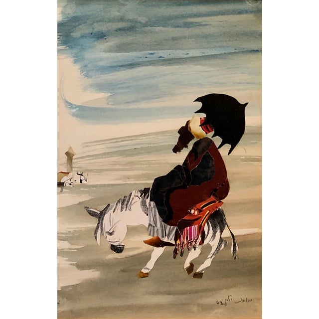 Modern Judith Yellin Ginat, Israeli Abstract Figure Torn Paper Collage Watercolor Painting Bezalel Woman Art, 1960 For Sale - Image 3 of 5