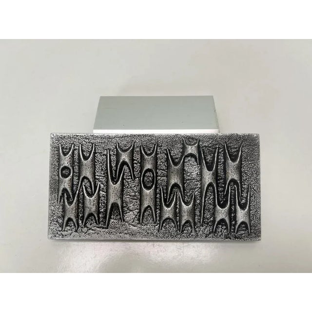 Brutalist Metal Door Handle with Relief Pattern, 1970s For Sale - Image 6 of 12