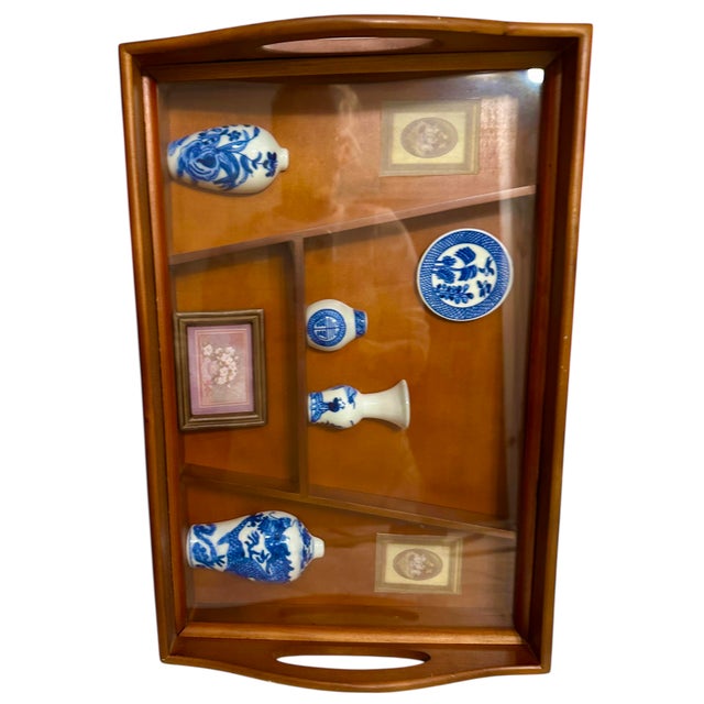 1980s Vintage Decorative Blue & White Display Tray For Sale - Image 5 of 7