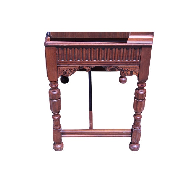 1920s Berkey & Gay Jacobean Revival Carved Walnut Lift-Top Bar Cabinet For Sale - Image 10 of 11