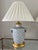 1980s Chinoiserie Hollywood Regency Blue and White Fishnet Table Lamps With Custom Fabric Shades - A Pair For Sale - Image 4 of 17