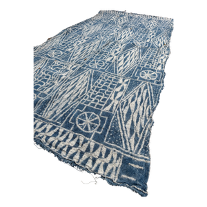 Vintage Collectible African Bamileke Ndop Indigo Denim Throw 90”Lx 47”w | No. 75