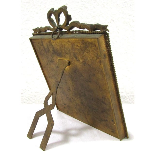 Antique French Bronze Ribbon Bow Top Frame Showing Marie Antoinette a La Rose For Sale In Miami - Image 6 of 9