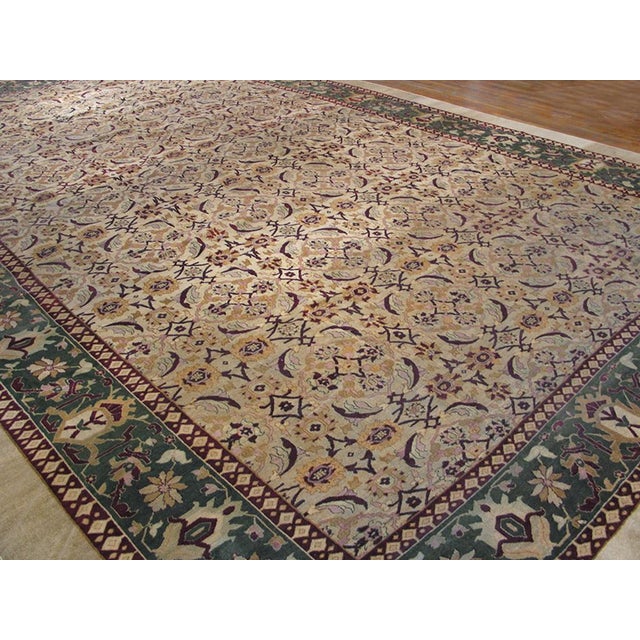 Indian 1890s Tan Sand Antique Herati N. Indian Amritsar Rug 10'10" X 17'10" Handknotted Wool Carpet For Sale - Image 3 of 8