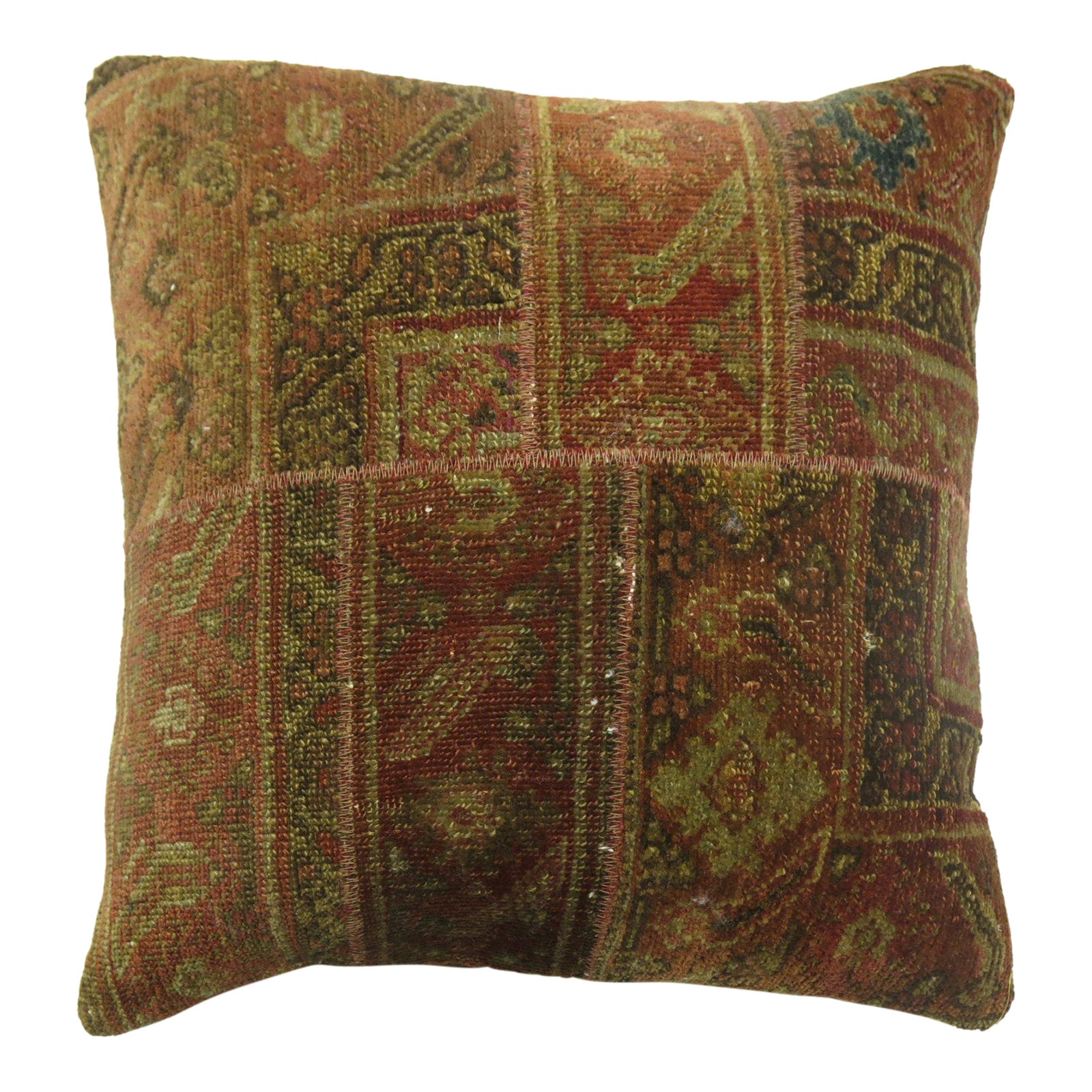 Antique Patchwork Rustic Rug Pillow | Chairish